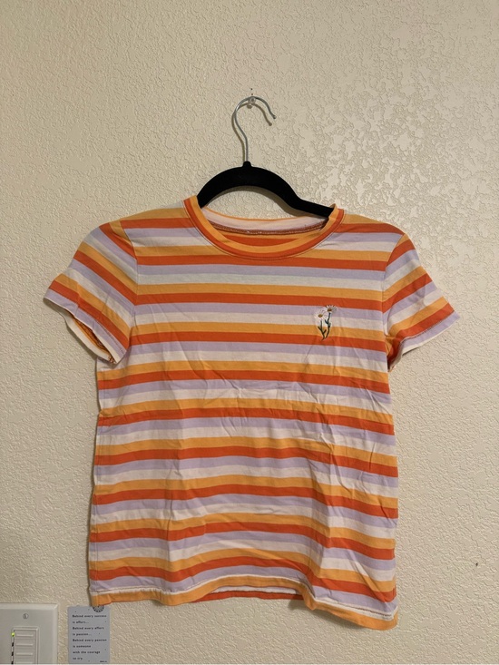 Madewell Tops - Madewell Orange, White & Light Purple Striped Short Sleeve Tee 🌼